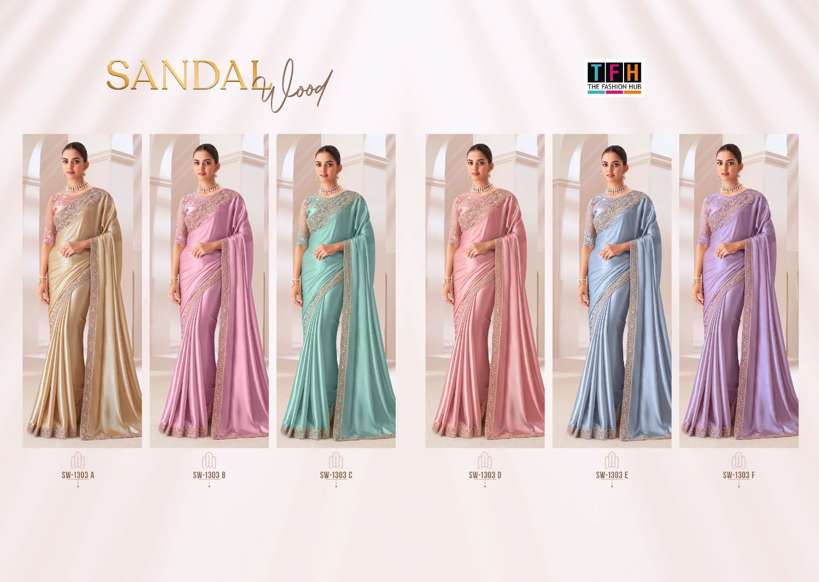 Sandal Wood 1303 Hit Colour By TFH Designer Party Wear Sarees Online Wholesale